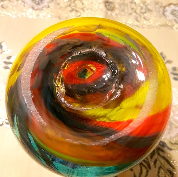 Hand blown Muti colored glass / vase orange, yellow, greens handcrafted - Picture 7 of 15